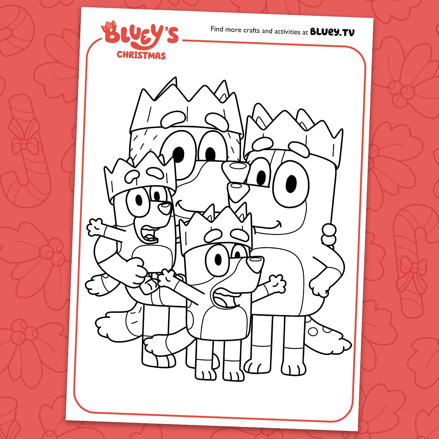 bluey christmas colouring sheets - bluey official website